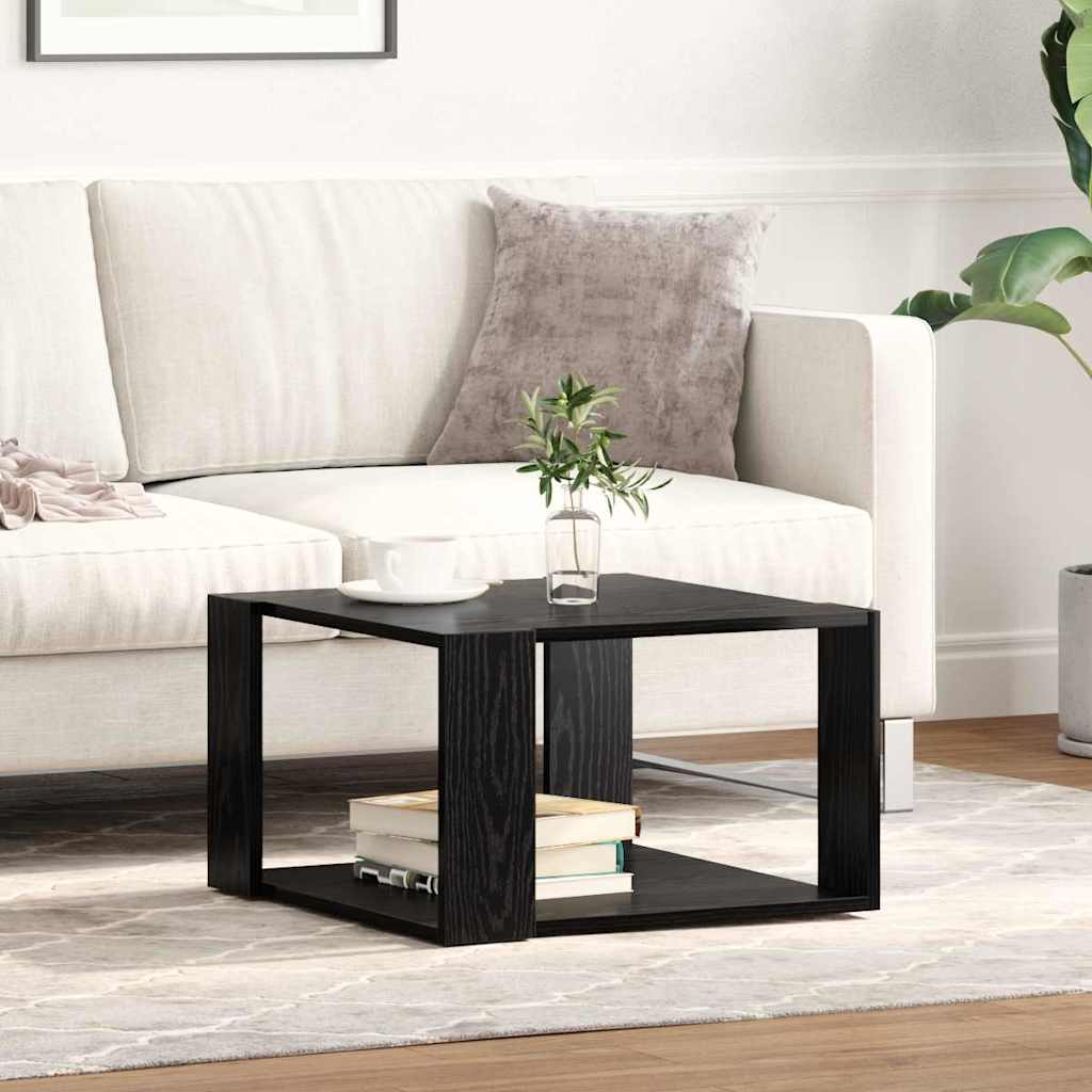 Salontafel Zwart Eiken 51,5 x 51,5 x 30 cm Bewerkt hout is nu te koop bij PeponiXL, paradijselijk wonen!