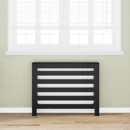Radiatorafdekking Zwart Eiken 104 x 20 x 82 cm Bewerkt hout is nu te koop bij PeponiXL, paradijselijk wonen!