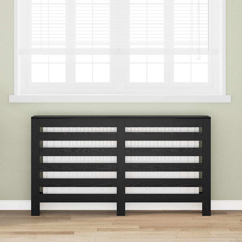 Radiatorafdekking Zwart Eiken 149 x 20 x 82 cm Bewerkt hout is nu te koop bij PeponiXL, paradijselijk wonen!