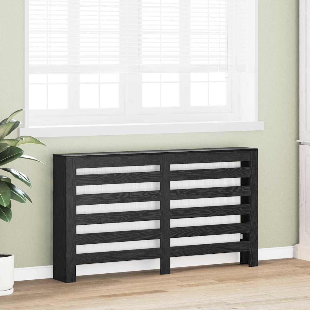 Radiatorafdekking Zwart Eiken 149 x 20 x 82 cm Bewerkt hout is nu te koop bij PeponiXL, paradijselijk wonen!