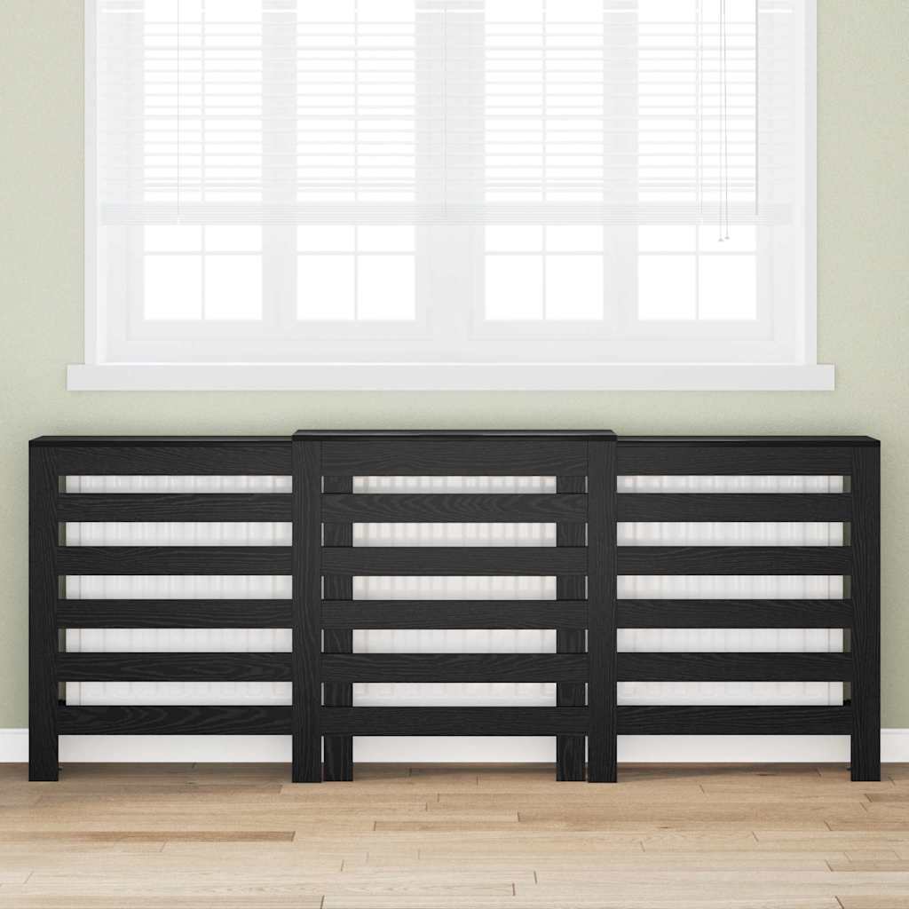 Radiatorafdekking Zwart Eiken 205 x 21,5 x 83,5 cm Bewerkt hout is nu te koop bij PeponiXL, paradijselijk wonen!
