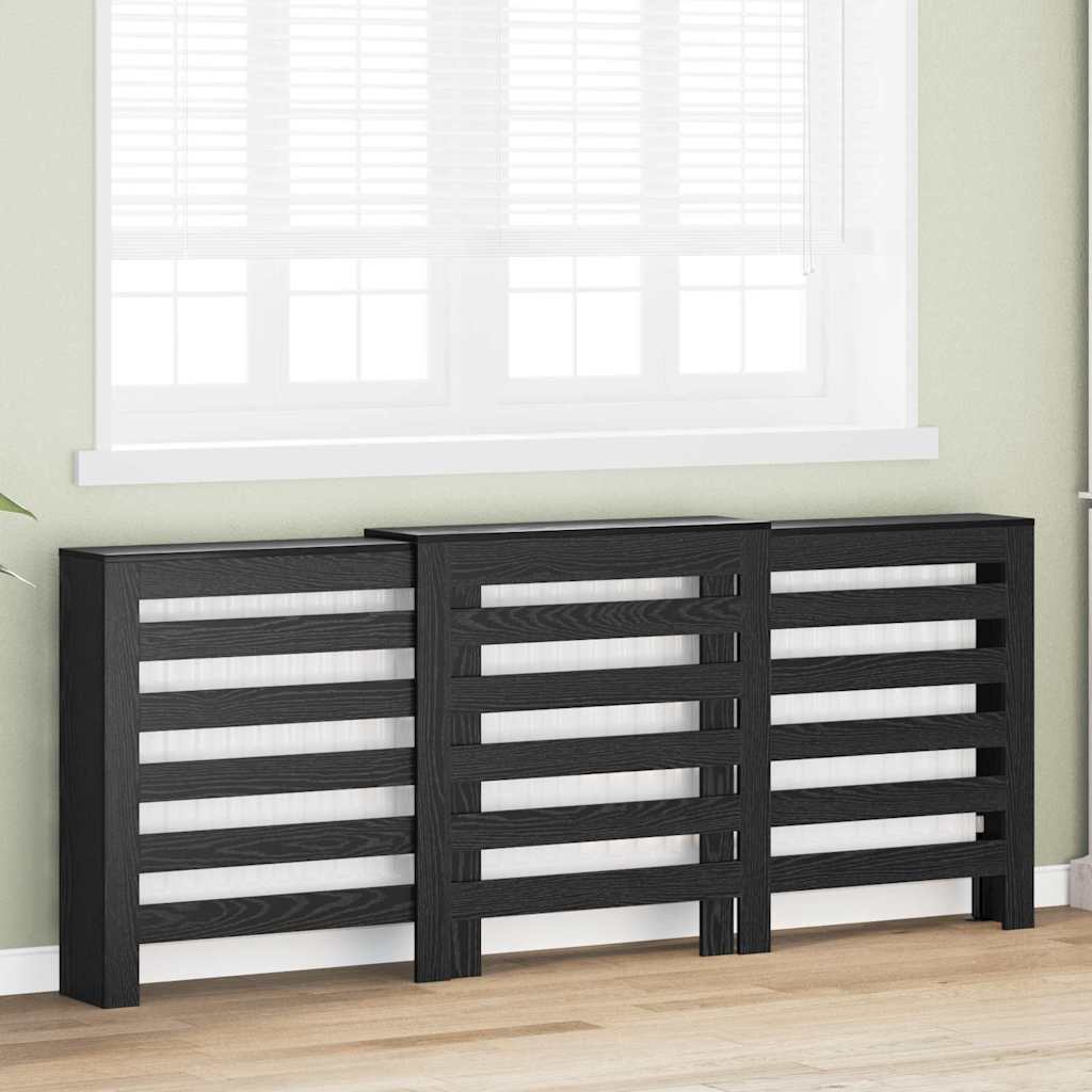 Radiatorafdekking Zwart Eiken 205 x 21,5 x 83,5 cm Bewerkt hout is nu te koop bij PeponiXL, paradijselijk wonen!