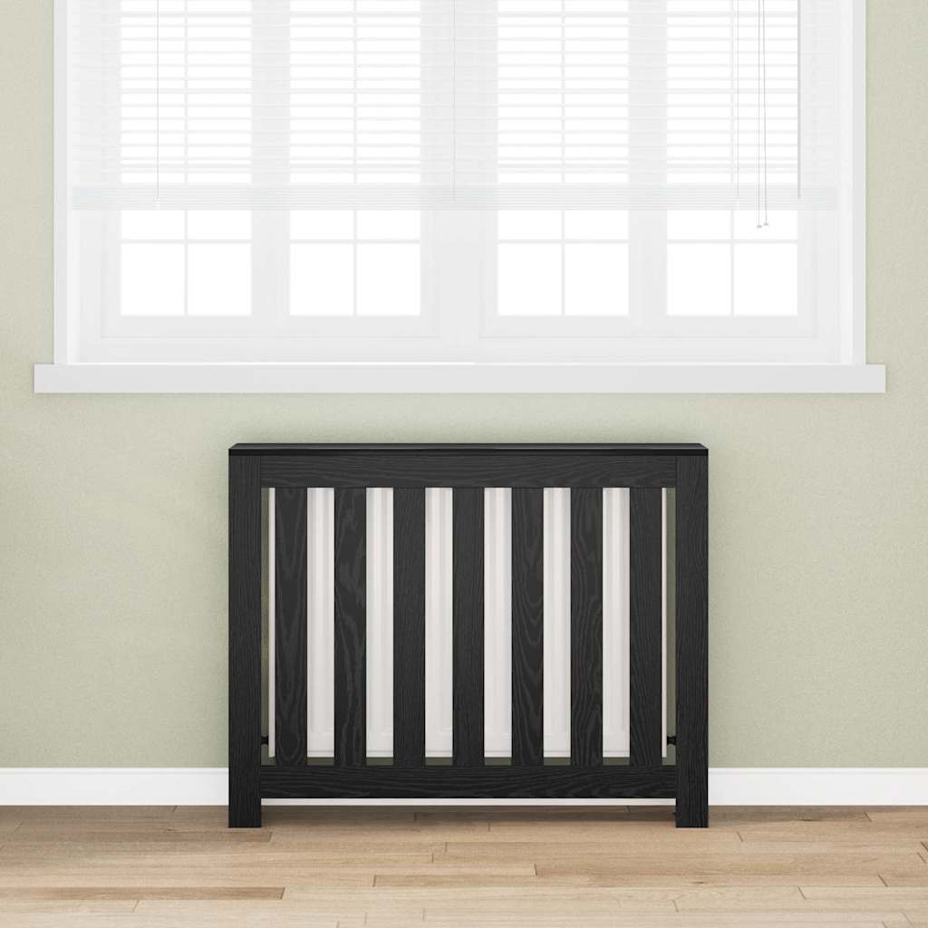 Radiatorafdekking Zwart Eiken 104 x 20 x 82 cm Bewerkt hout is nu te koop bij PeponiXL, paradijselijk wonen!