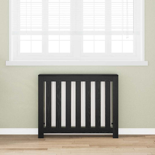 Radiatorafdekking Zwart Eiken 104 x 20 x 82 cm Bewerkt hout is nu te koop bij PeponiXL, paradijselijk wonen!