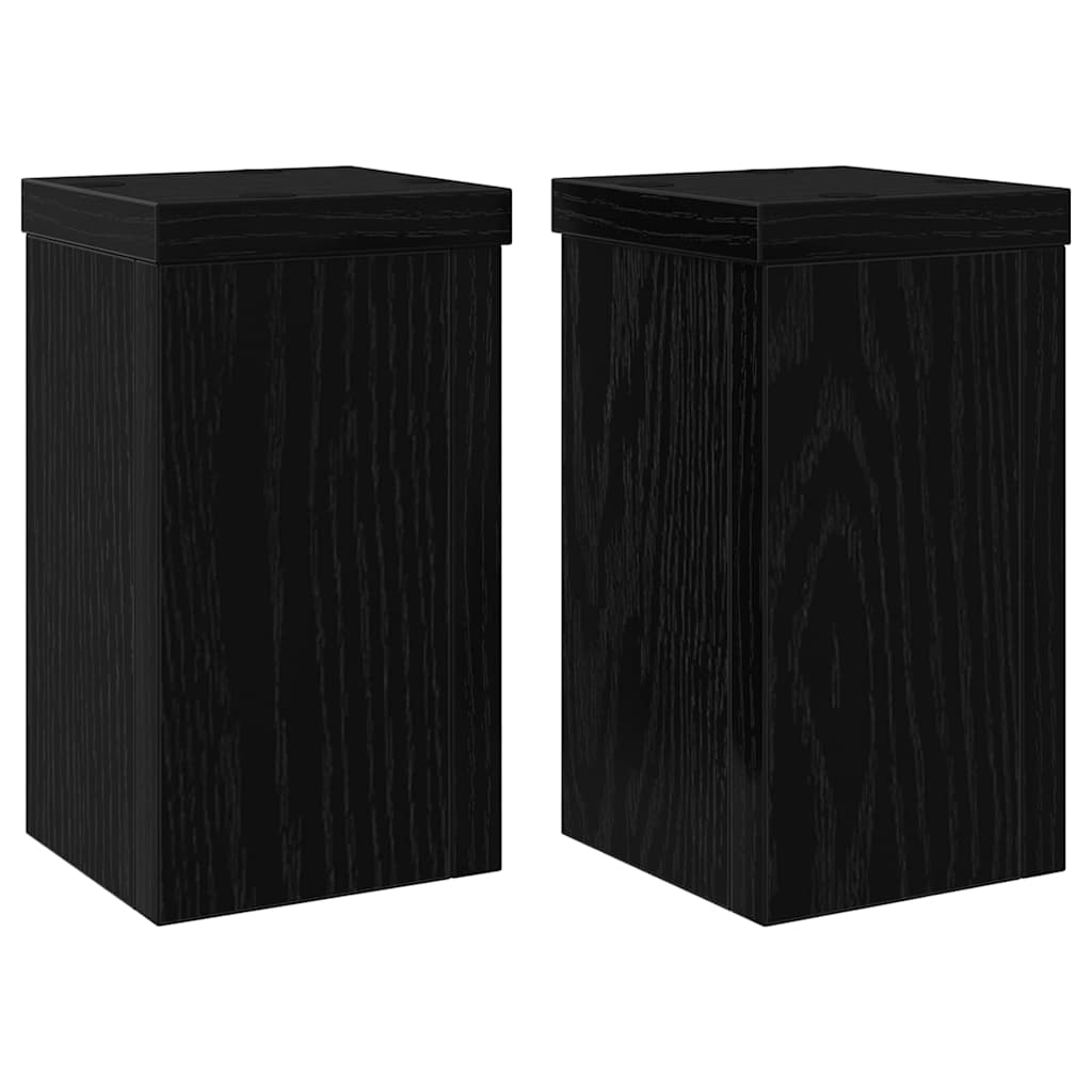 Plantenstandaard 2 pcs Zwart Eiken 10 x 10 x 18 cm Bewerkt hout is nu te koop bij PeponiXL, paradijselijk wonen!