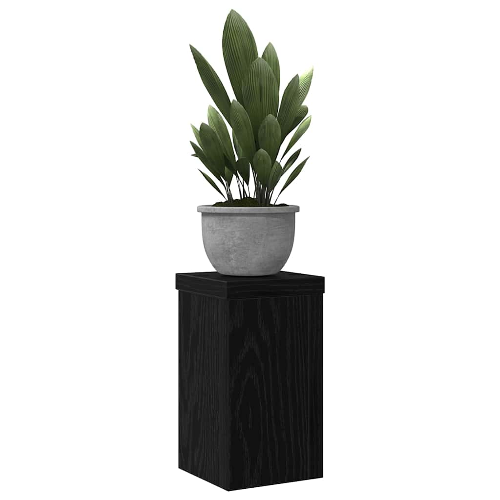 Plantenstandaard 2 pcs Zwart Eiken 10 x 10 x 18 cm Bewerkt hout is nu te koop bij PeponiXL, paradijselijk wonen!