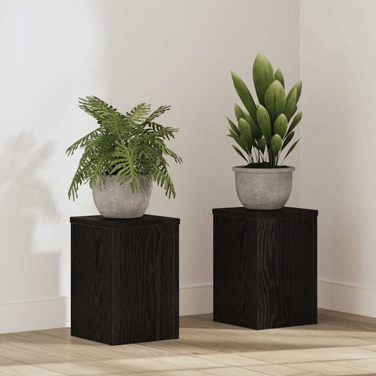 Plantenstandaard 2 pcs Zwart Eiken 20 x 20 x 30 cm Bewerkt hout is nu te koop bij PeponiXL, paradijselijk wonen!