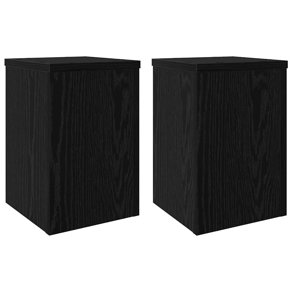 Plantenstandaard 2 pcs Zwart Eiken 20 x 20 x 30 cm Bewerkt hout is nu te koop bij PeponiXL, paradijselijk wonen!