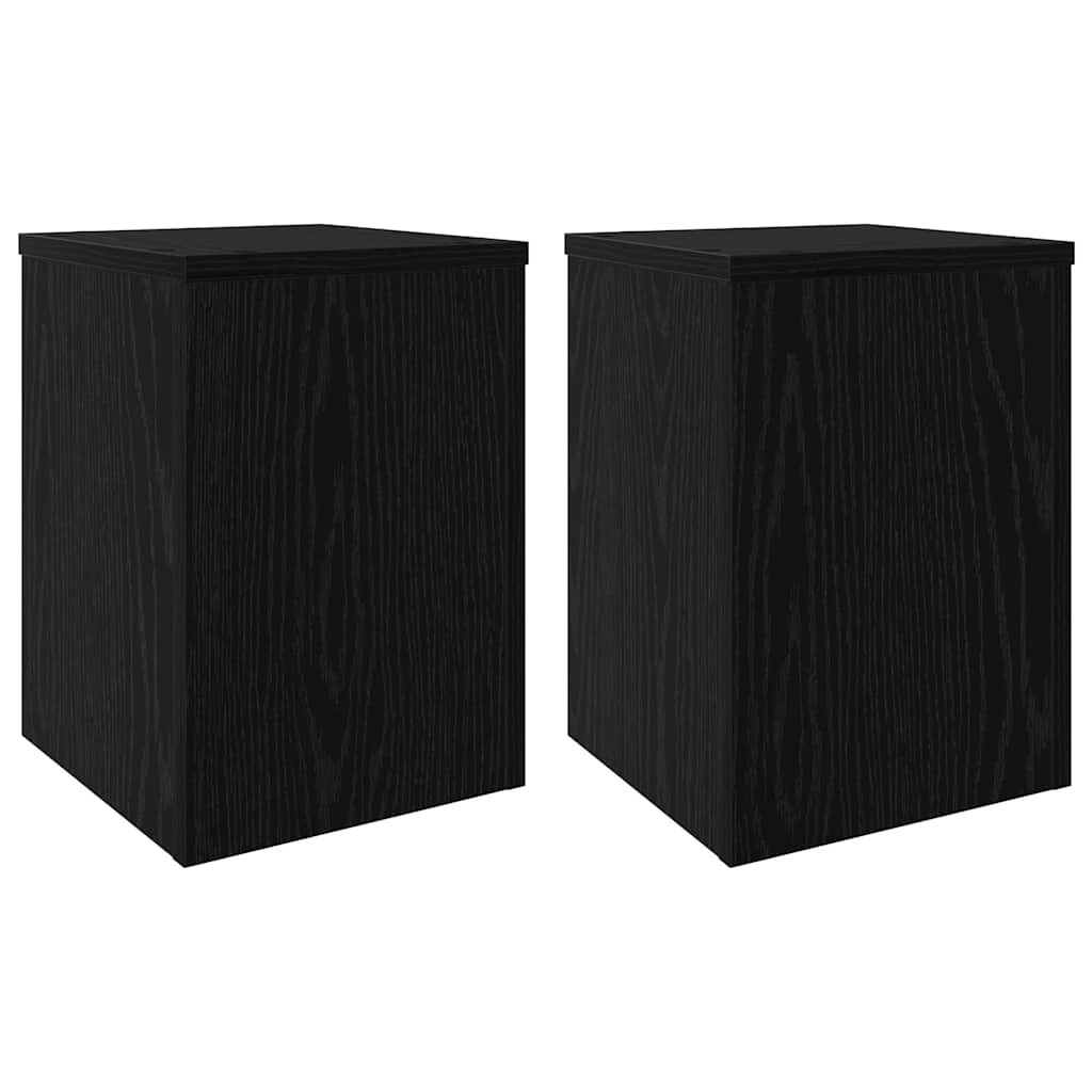 Plantenstandaard 2 pcs Zwart Eiken 25 x 25 x 35 cm Bewerkt hout is nu te koop bij PeponiXL, paradijselijk wonen!