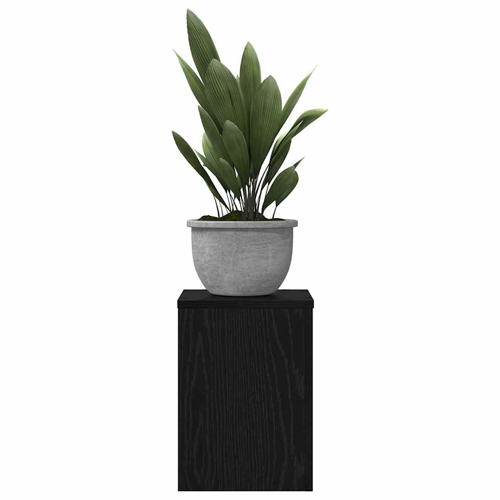 Plantenstandaard 2 pcs Zwart Eiken 25 x 25 x 35 cm Bewerkt hout is nu te koop bij PeponiXL, paradijselijk wonen!