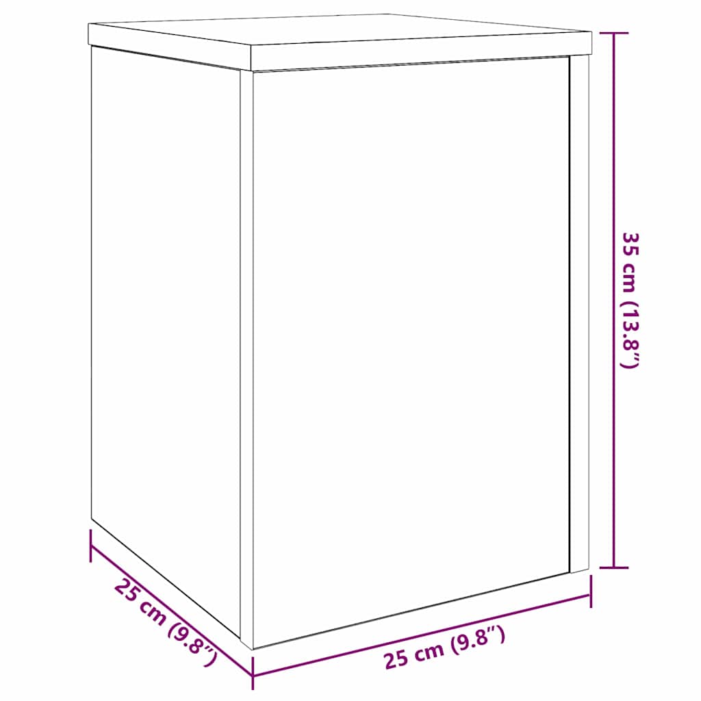 Plantenstandaard 2 pcs Zwart Eiken 25 x 25 x 35 cm Bewerkt hout is nu te koop bij PeponiXL, paradijselijk wonen!
