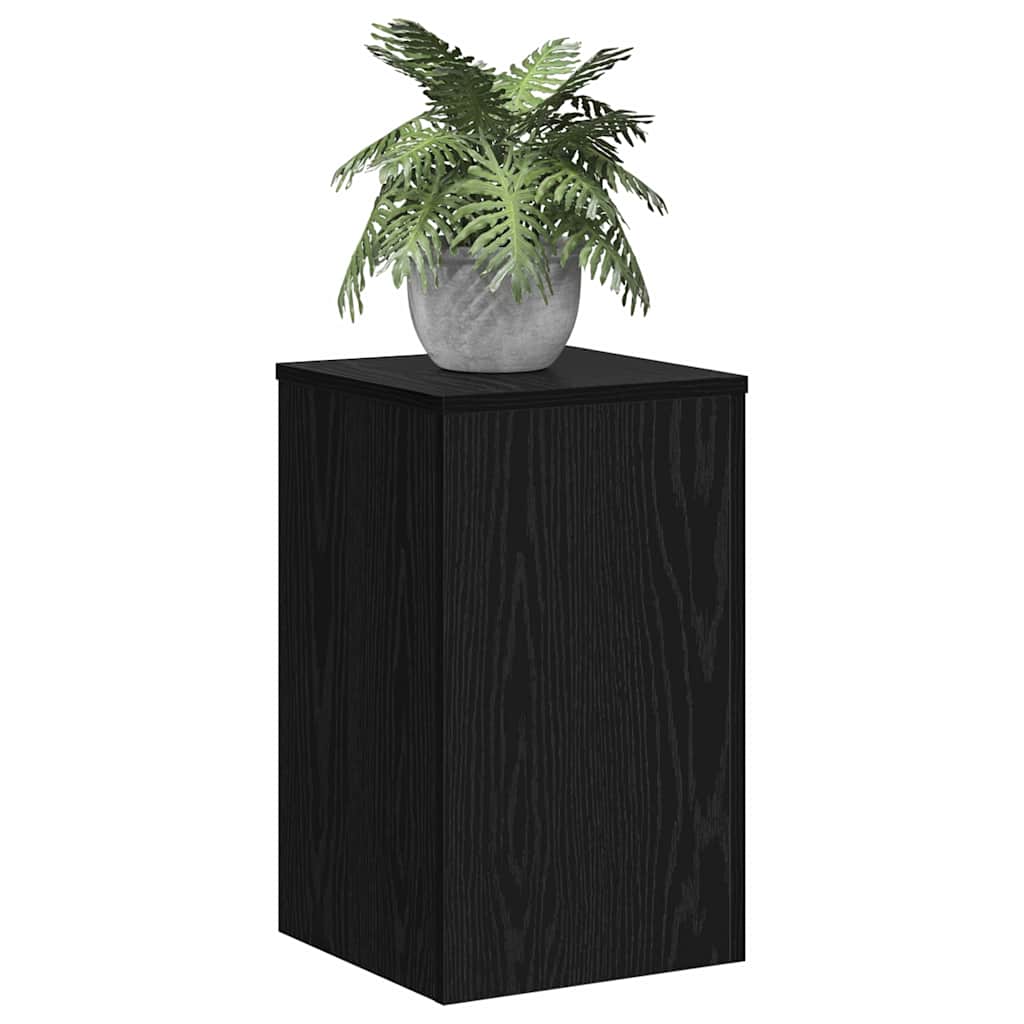 Plantenstandaard 2 pcs Zwart Eiken 30 x 30 x 50 cm Bewerkt hout is nu te koop bij PeponiXL, paradijselijk wonen!