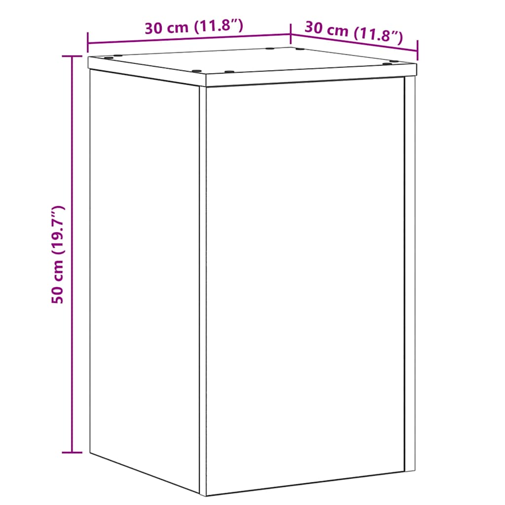 Plantenstandaard 2 pcs Zwart Eiken 30 x 30 x 50 cm Bewerkt hout is nu te koop bij PeponiXL, paradijselijk wonen!