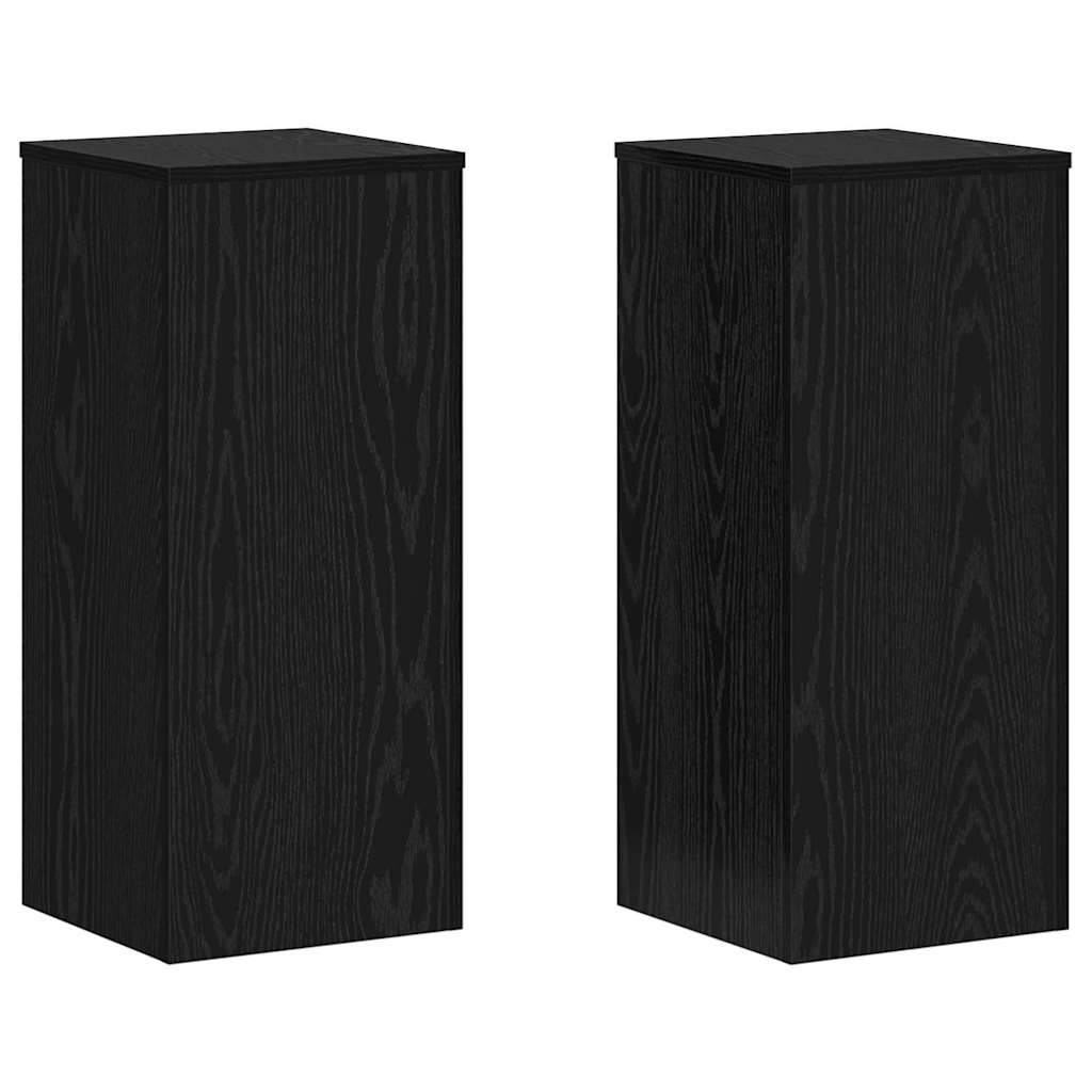 Plantenstandaard 2 pcs Zwart Eiken 30 x 30 x 70 cm Bewerkt hout is nu te koop bij PeponiXL, paradijselijk wonen!