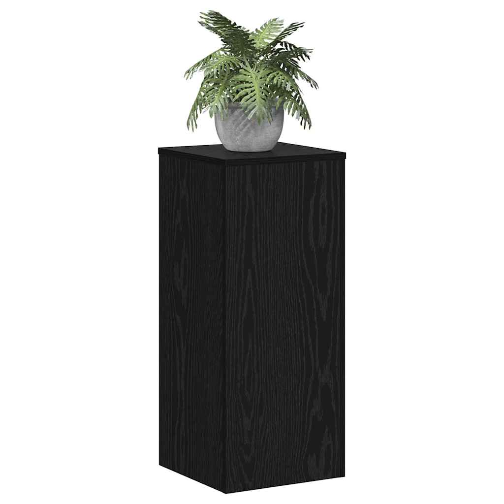 Plantenstandaard 2 pcs Zwart Eiken 30 x 30 x 70 cm Bewerkt hout is nu te koop bij PeponiXL, paradijselijk wonen!