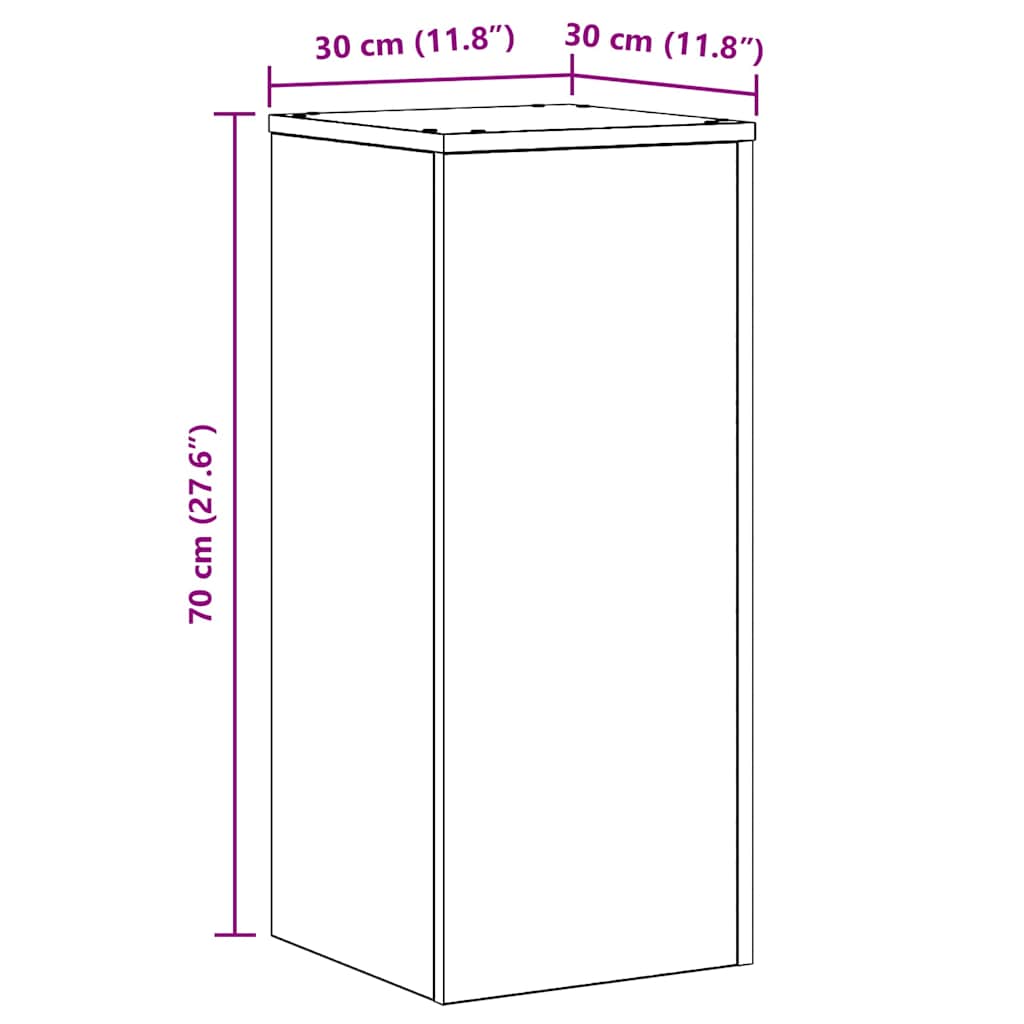 Plantenstandaard 2 pcs Zwart Eiken 30 x 30 x 70 cm Bewerkt hout is nu te koop bij PeponiXL, paradijselijk wonen!