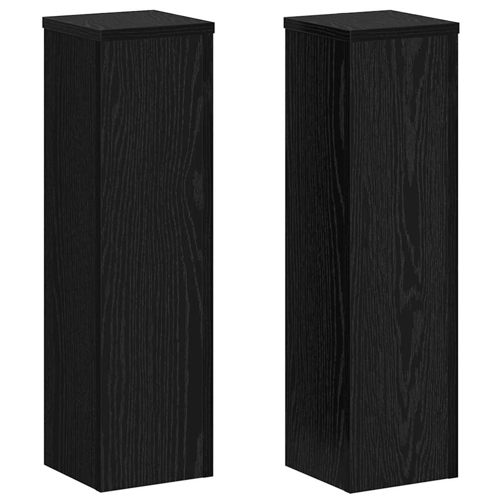 Plantenstandaard 2 pcs Zwart Eiken 17 x 17 x 60 cm Bewerkt hout is nu te koop bij PeponiXL, paradijselijk wonen!