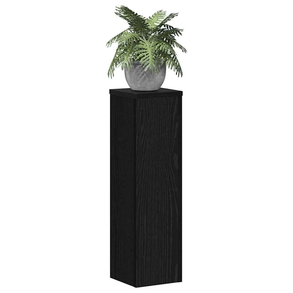 Plantenstandaard 2 pcs Zwart Eiken 17 x 17 x 60 cm Bewerkt hout is nu te koop bij PeponiXL, paradijselijk wonen!