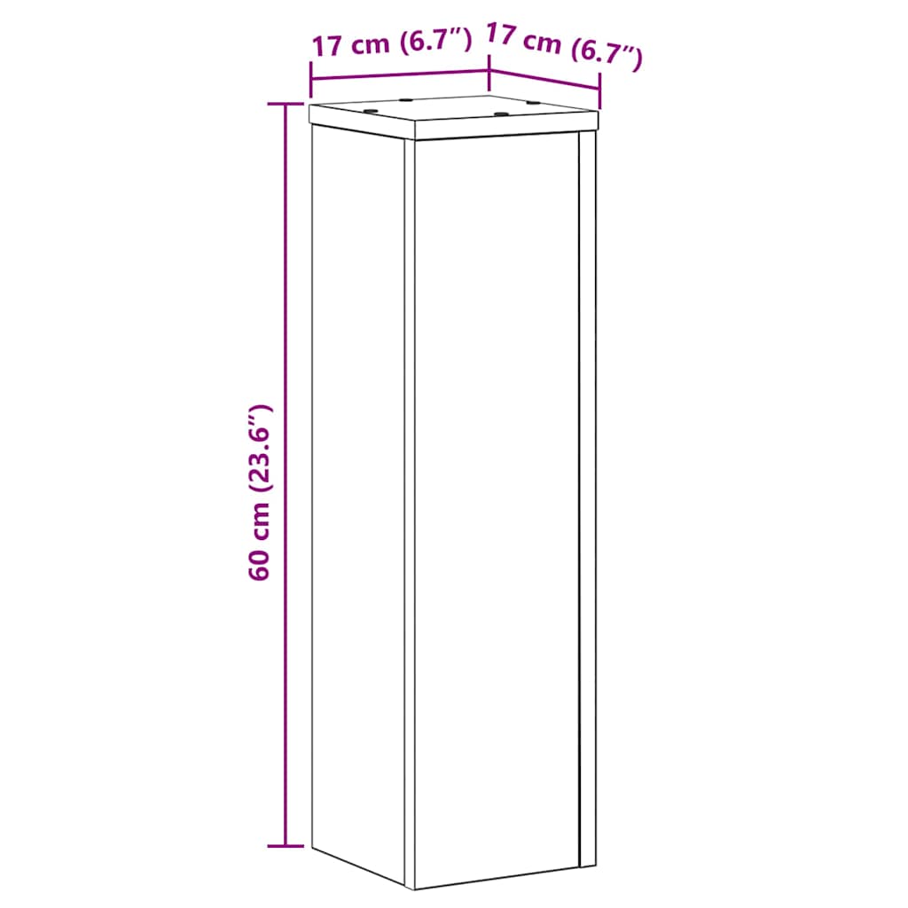 Plantenstandaard 2 pcs Zwart Eiken 17 x 17 x 60 cm Bewerkt hout is nu te koop bij PeponiXL, paradijselijk wonen!