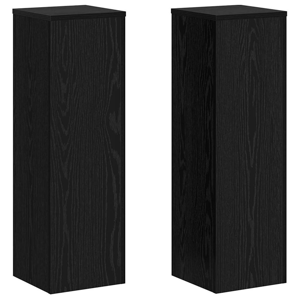 Plantenstandaard 2 pcs Zwart Eiken 25 x 25 x 80 cm Bewerkt hout is nu te koop bij PeponiXL, paradijselijk wonen!