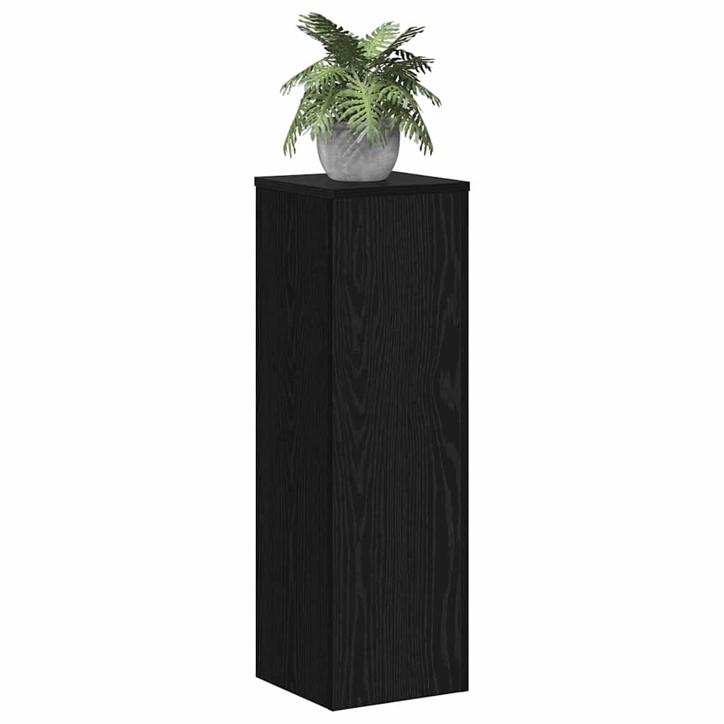 Plantenstandaard 2 pcs Zwart Eiken 25 x 25 x 80 cm Bewerkt hout is nu te koop bij PeponiXL, paradijselijk wonen!