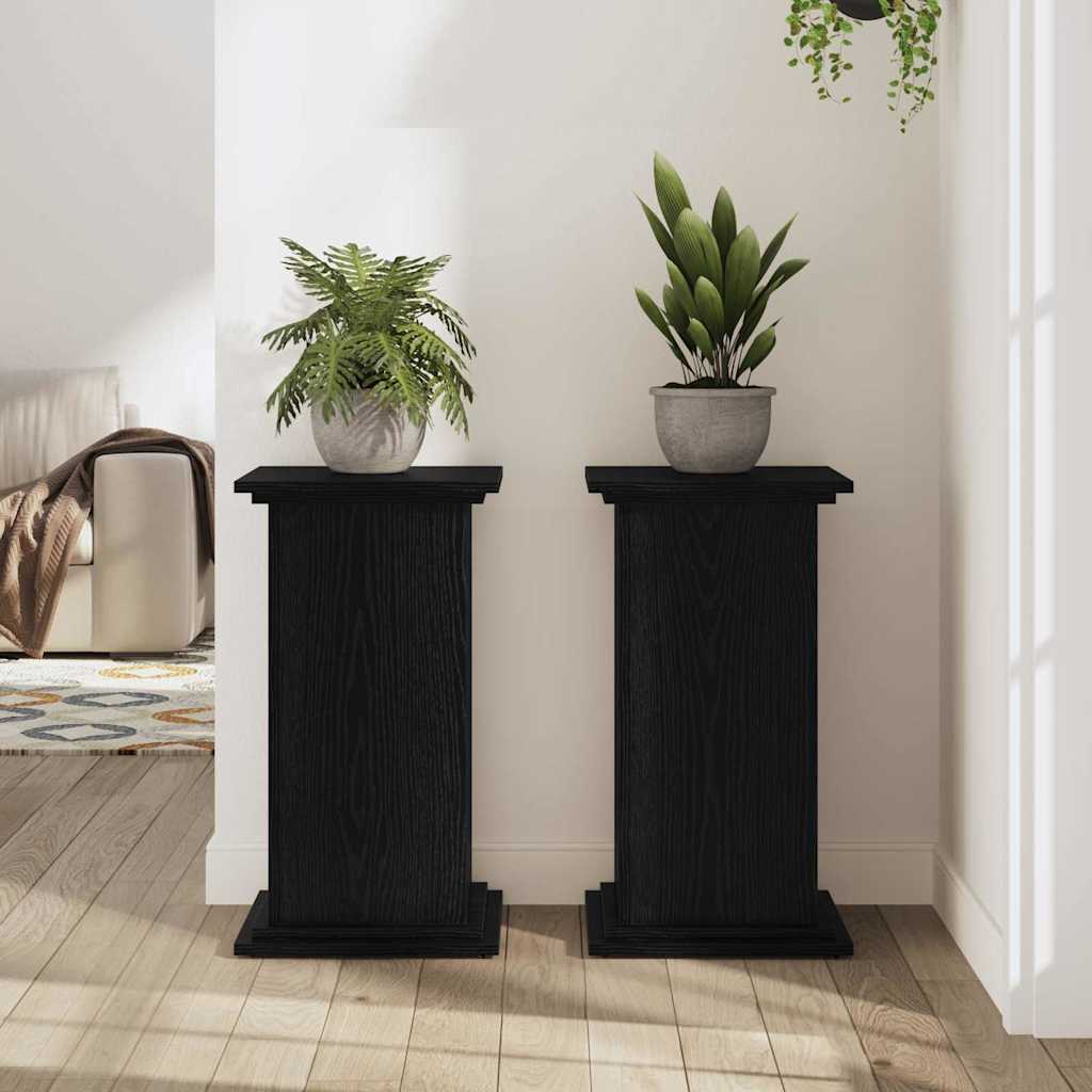 Plantenstandaard Zwart Eiken 33 x 33 x 60 cm Bewerkt hout is nu te koop bij PeponiXL, paradijselijk wonen!