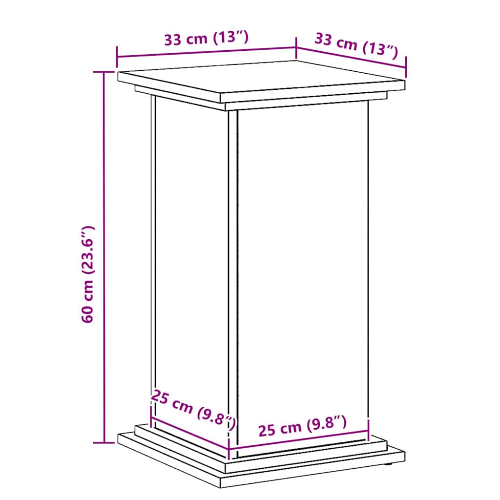Plantenstandaard Zwart Eiken 33 x 33 x 60 cm Bewerkt hout is nu te koop bij PeponiXL, paradijselijk wonen!
