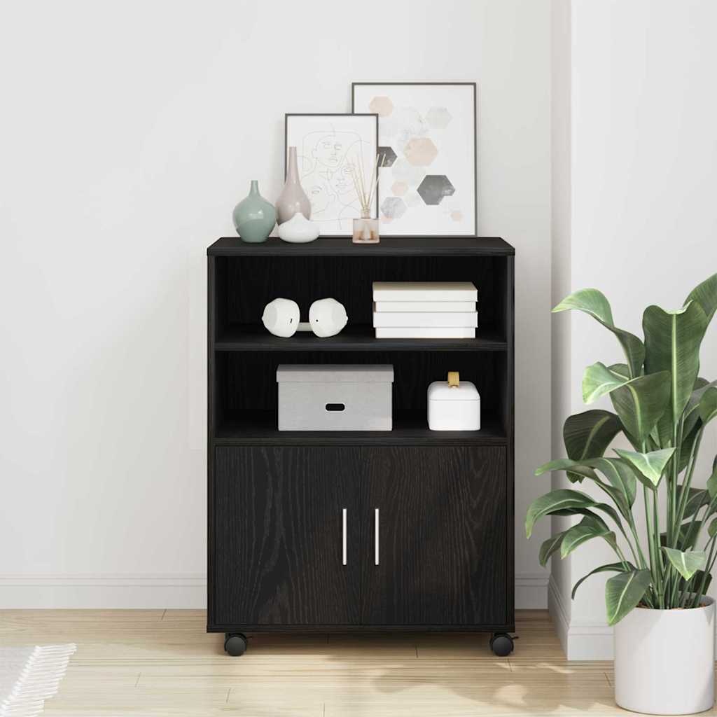 Kast met plank met wiel Zwart Eiken 60 x 48 x 74.5 cm is nu te koop bij PeponiXL, paradijselijk wonen!