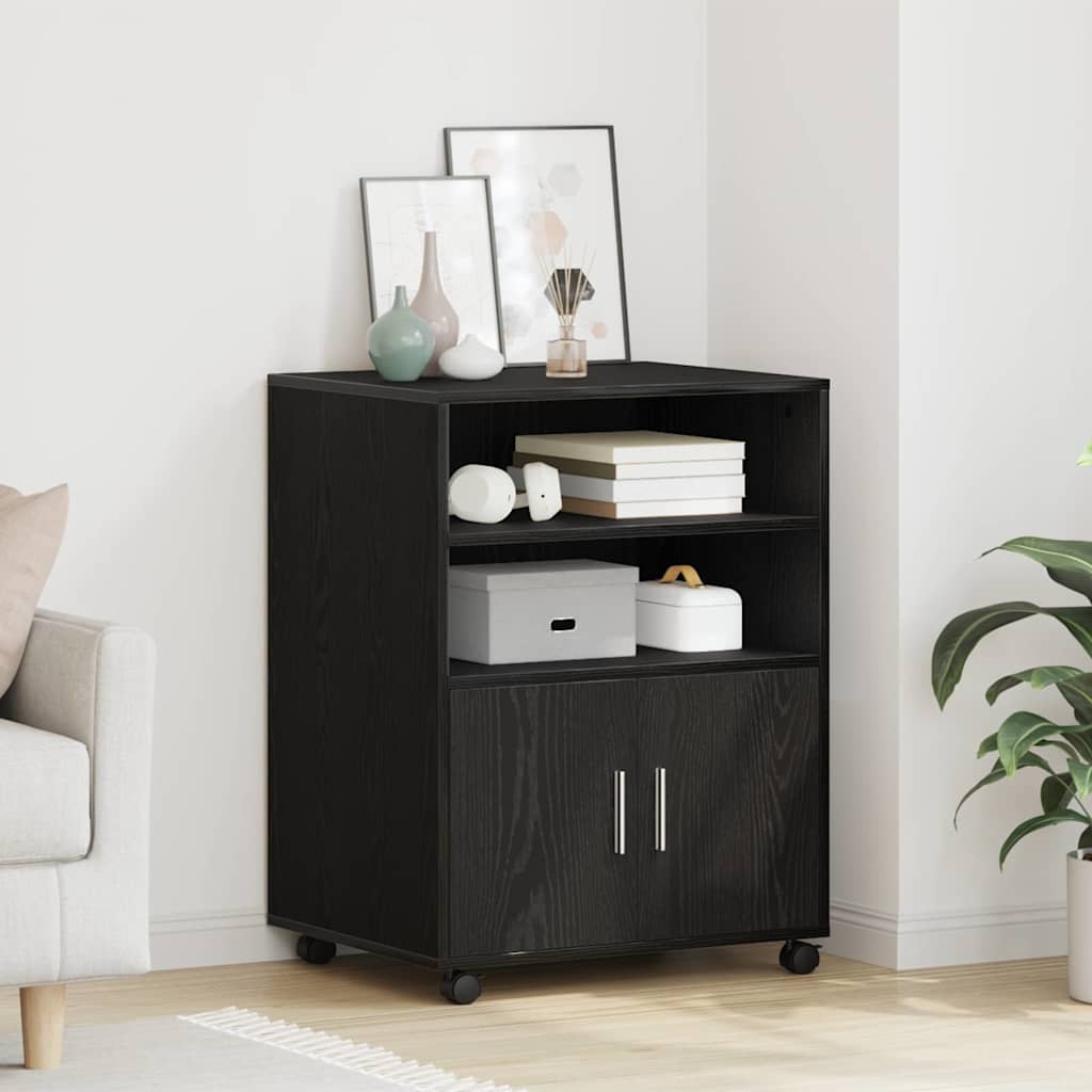 Kast met plank met wiel Zwart Eiken 60 x 48 x 74.5 cm is nu te koop bij PeponiXL, paradijselijk wonen!