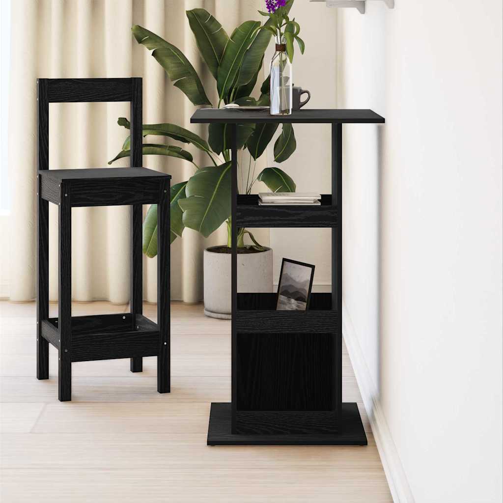 Bartafel met plank Zwart Eiken 60 x 60 x 100 cm Bewerkt hout is nu te koop bij PeponiXL, paradijselijk wonen!