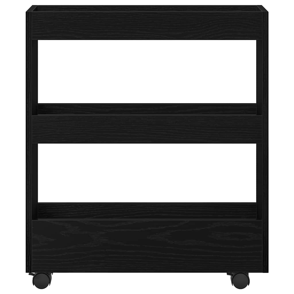 Smalle Opbergtrolley Zwart Eiken 60 x 18 x 70 cm Bewerkt hout is nu te koop bij PeponiXL, paradijselijk wonen!