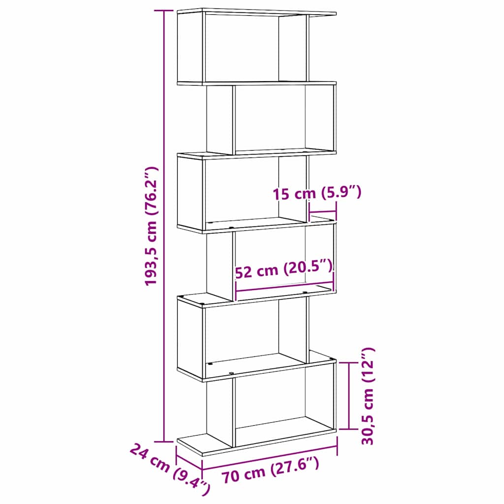 Boekenkast Zwart Eiken 70 x 24 x 193,5 cm Bewerkt hout is nu te koop bij PeponiXL, paradijselijk wonen!