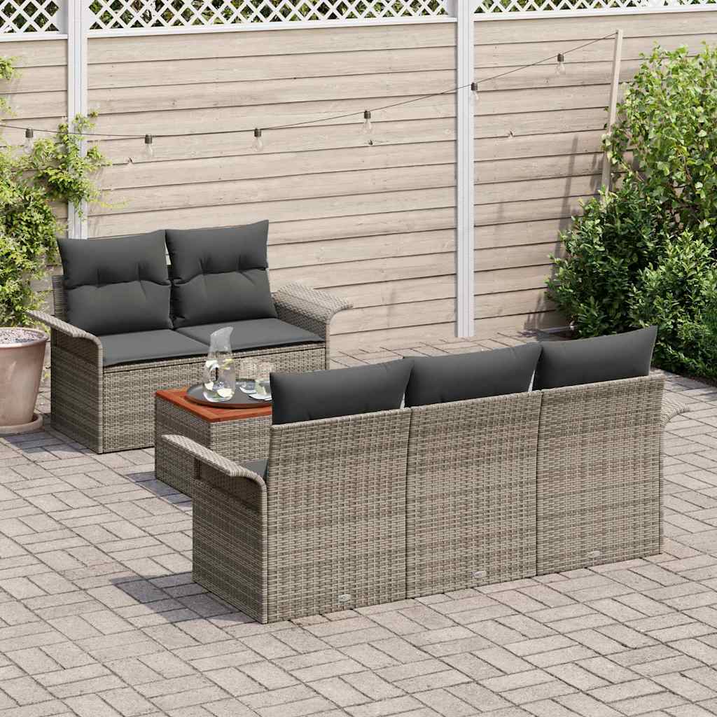 Tuinbankenset met kussen 6 pcs Grijs poly rattan is nu te koop bij PeponiXL, paradijselijk wonen!