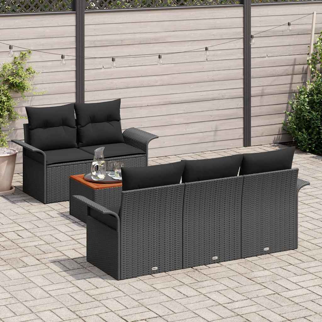 Tuinbankenset met kussen 6 pcs Zwart poly rattan is nu te koop bij PeponiXL, paradijselijk wonen!