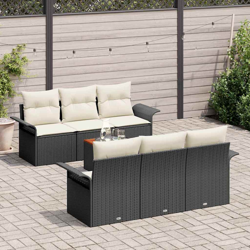 Tuinbankenset met kussen 7 pcs Zwart poly rattan is nu te koop bij PeponiXL, paradijselijk wonen!