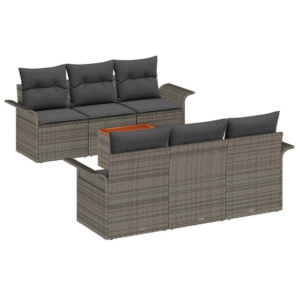 Tuinbankenset met kussen 7 pcs Grijs poly rattan is nu te koop bij PeponiXL, paradijselijk wonen!