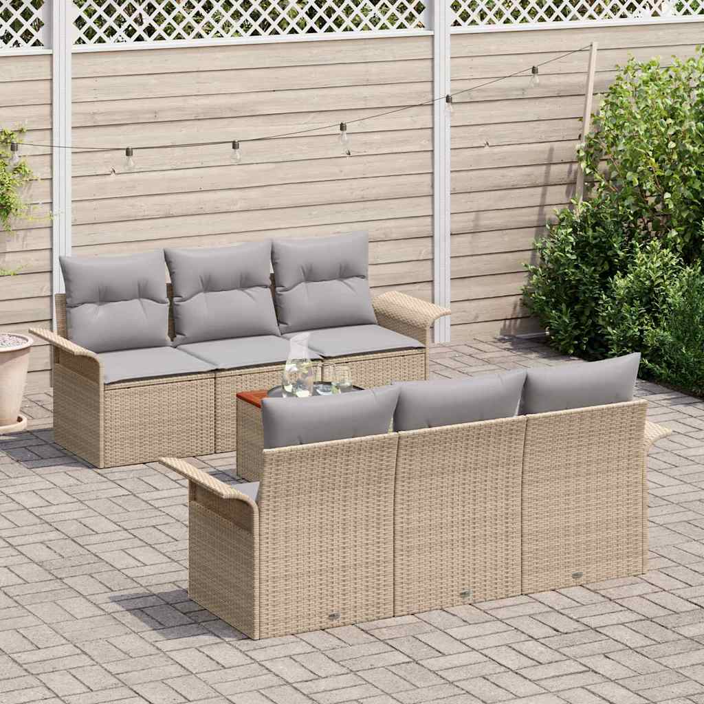 Tuinbankenset met kussen 7 pcs Beige poly rattan is nu te koop bij PeponiXL, paradijselijk wonen!