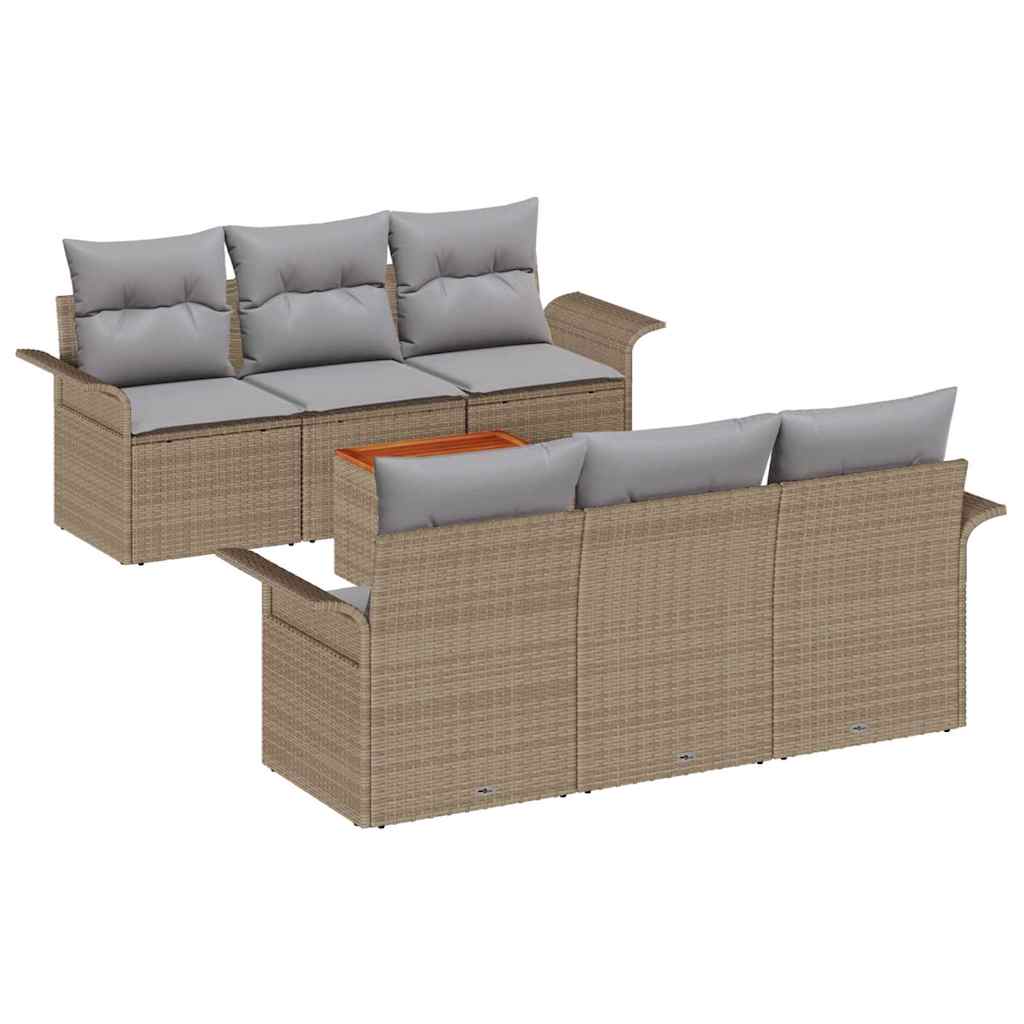 Tuinbankenset met kussen 7 pcs Beige poly rattan is nu te koop bij PeponiXL, paradijselijk wonen!
