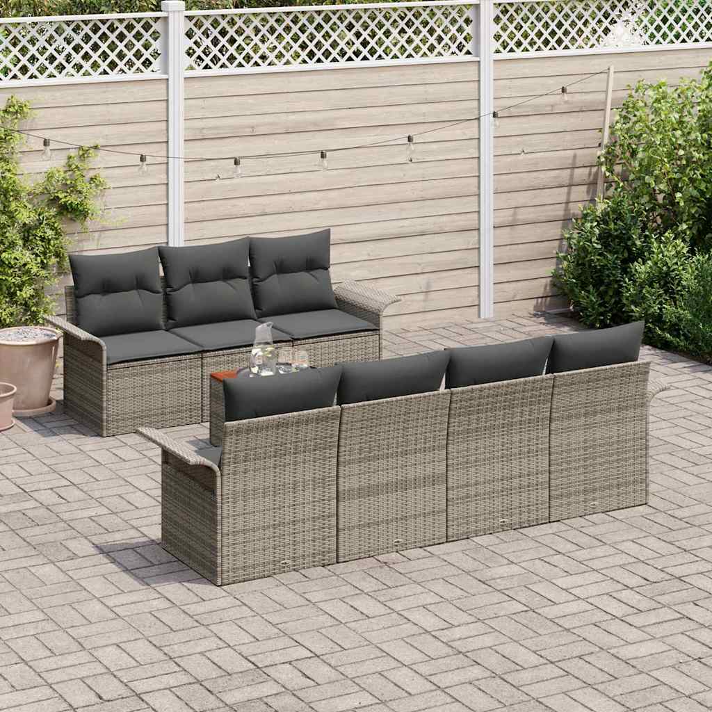 Tuinbankenset met kussen 8 pcs Grijs poly rattan is nu te koop bij PeponiXL, paradijselijk wonen!