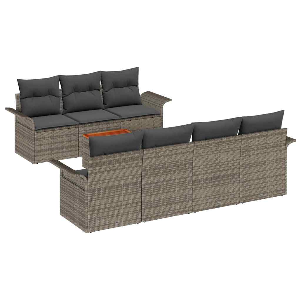 Tuinbankenset met kussen 8 pcs Grijs poly rattan is nu te koop bij PeponiXL, paradijselijk wonen!