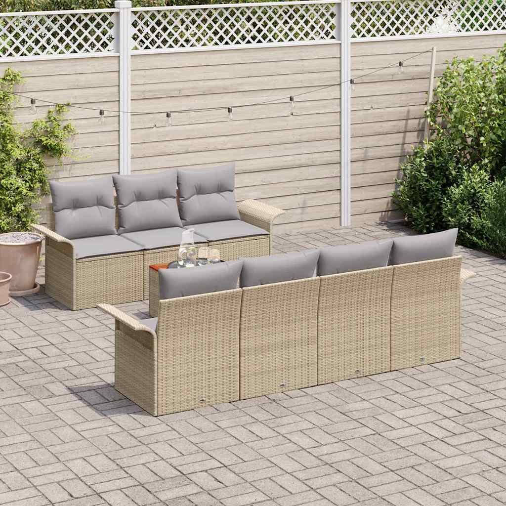 Tuinbankenset met kussen 8 pcs Beige poly rattan is nu te koop bij PeponiXL, paradijselijk wonen!