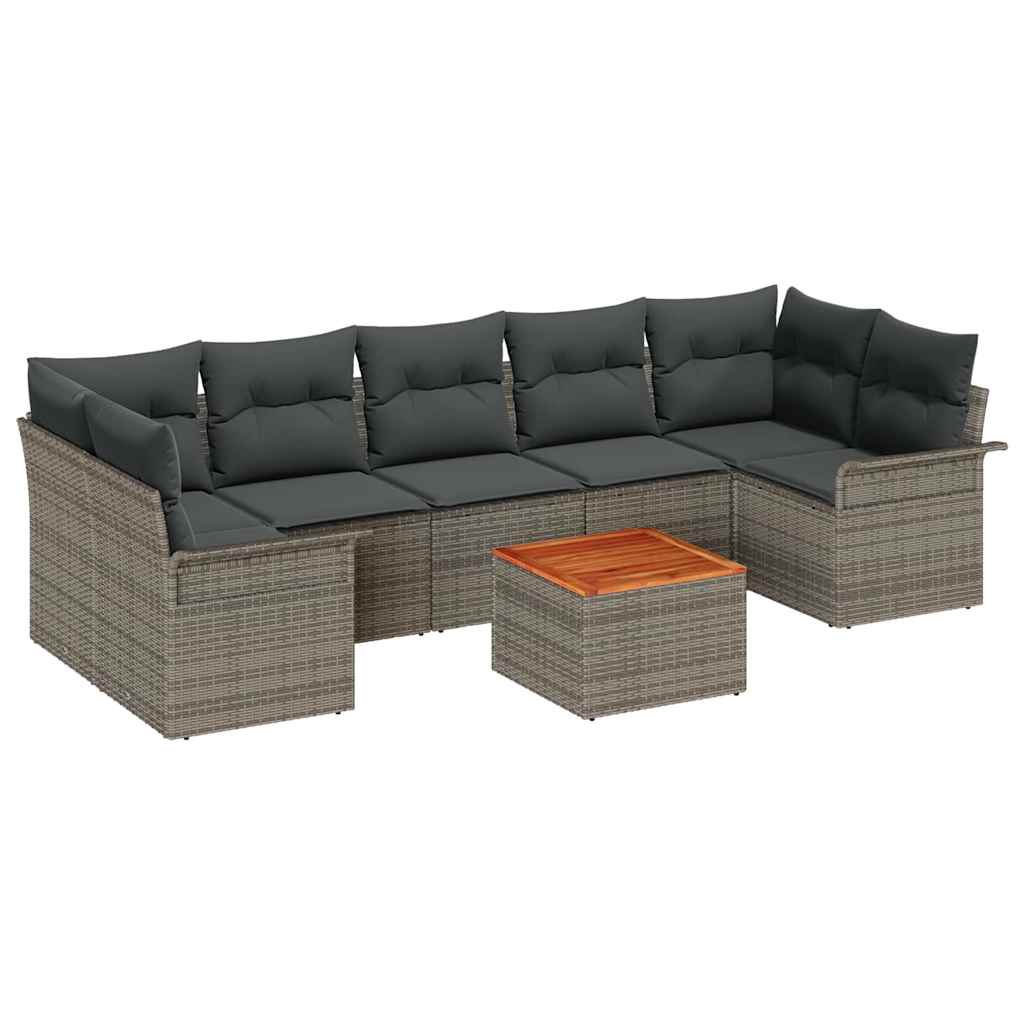 Tuinbankenset met kussen 8 pcs Grijs poly rattan is nu te koop bij PeponiXL, paradijselijk wonen!
