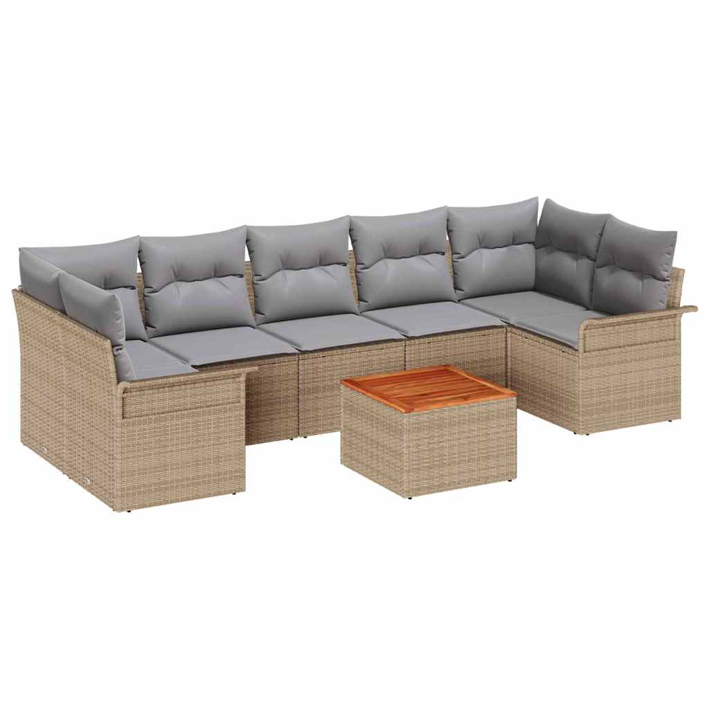 Tuinbankenset met kussen 8 pcs Beige poly rattan is nu te koop bij PeponiXL, paradijselijk wonen!