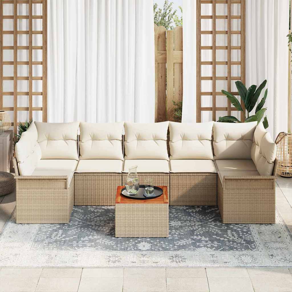 Tuinbankenset met kussen 8 pcs Beige poly rattan is nu te koop bij PeponiXL, paradijselijk wonen!