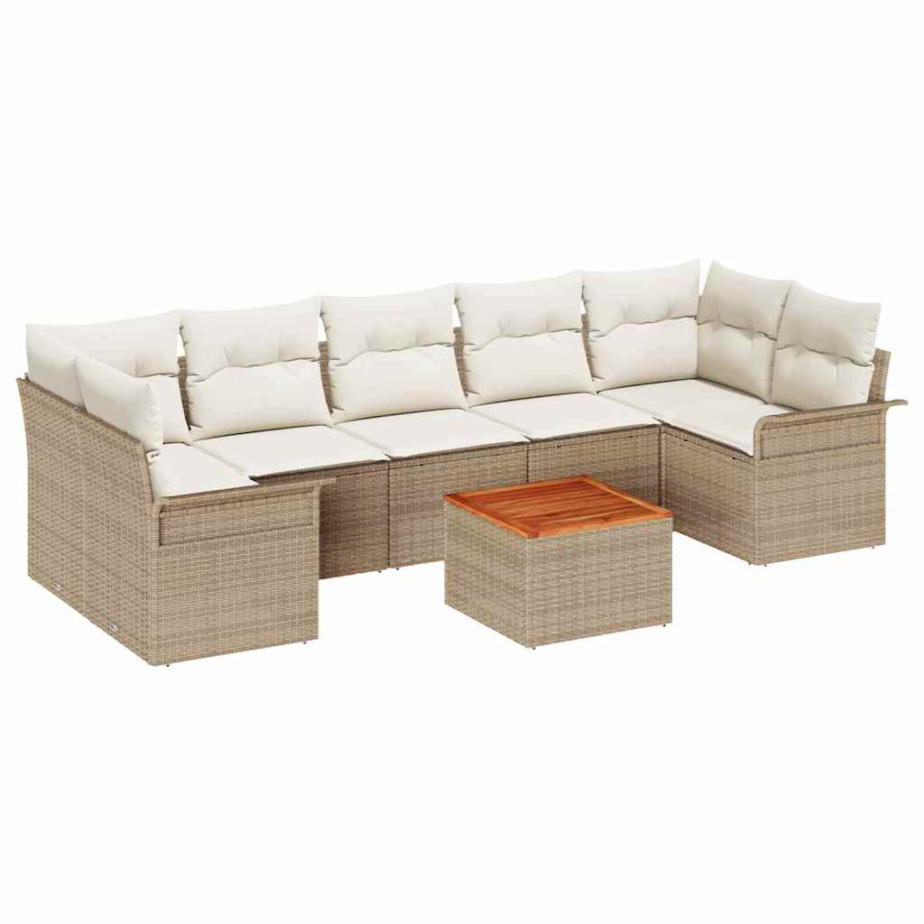Tuinbankenset met kussen 8 pcs Beige poly rattan is nu te koop bij PeponiXL, paradijselijk wonen!