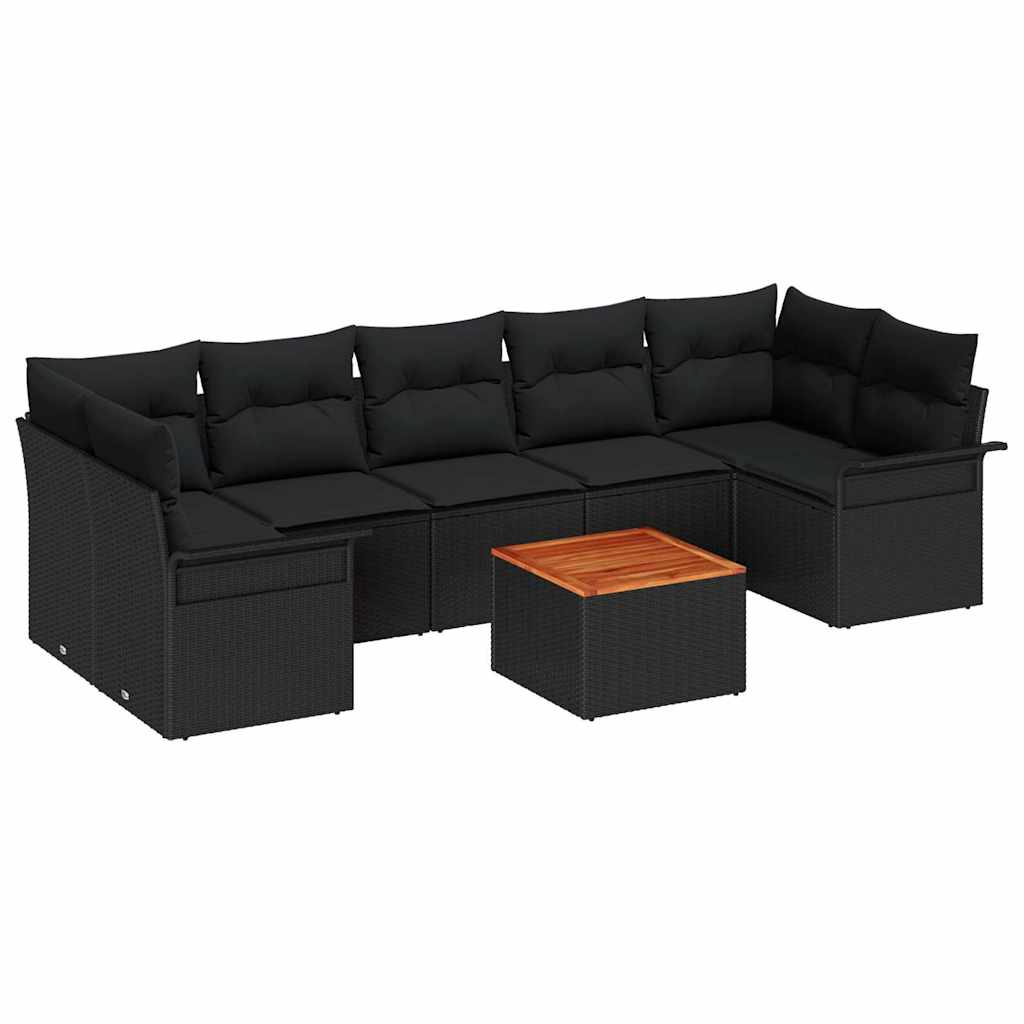 Tuinbankenset met kussen 8 pcs Zwart poly rattan is nu te koop bij PeponiXL, paradijselijk wonen!