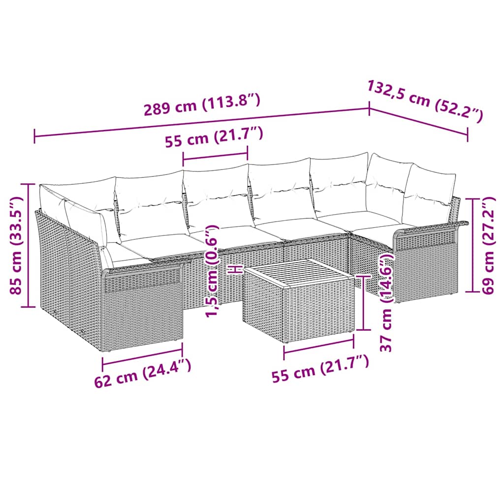 Tuinbankenset met kussen 8 pcs Zwart poly rattan is nu te koop bij PeponiXL, paradijselijk wonen!