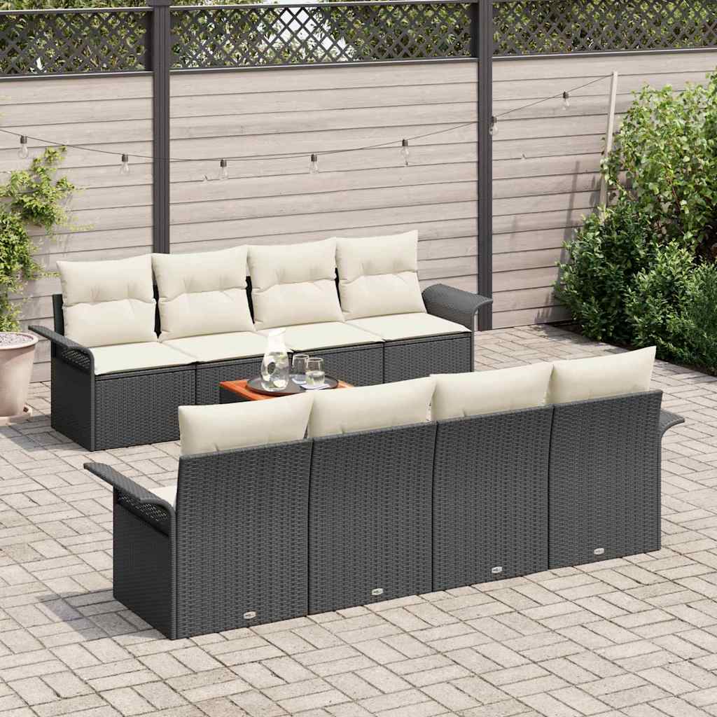 Tuinbankenset met kussen 9 pcs Zwart poly rattan is nu te koop bij PeponiXL, paradijselijk wonen!