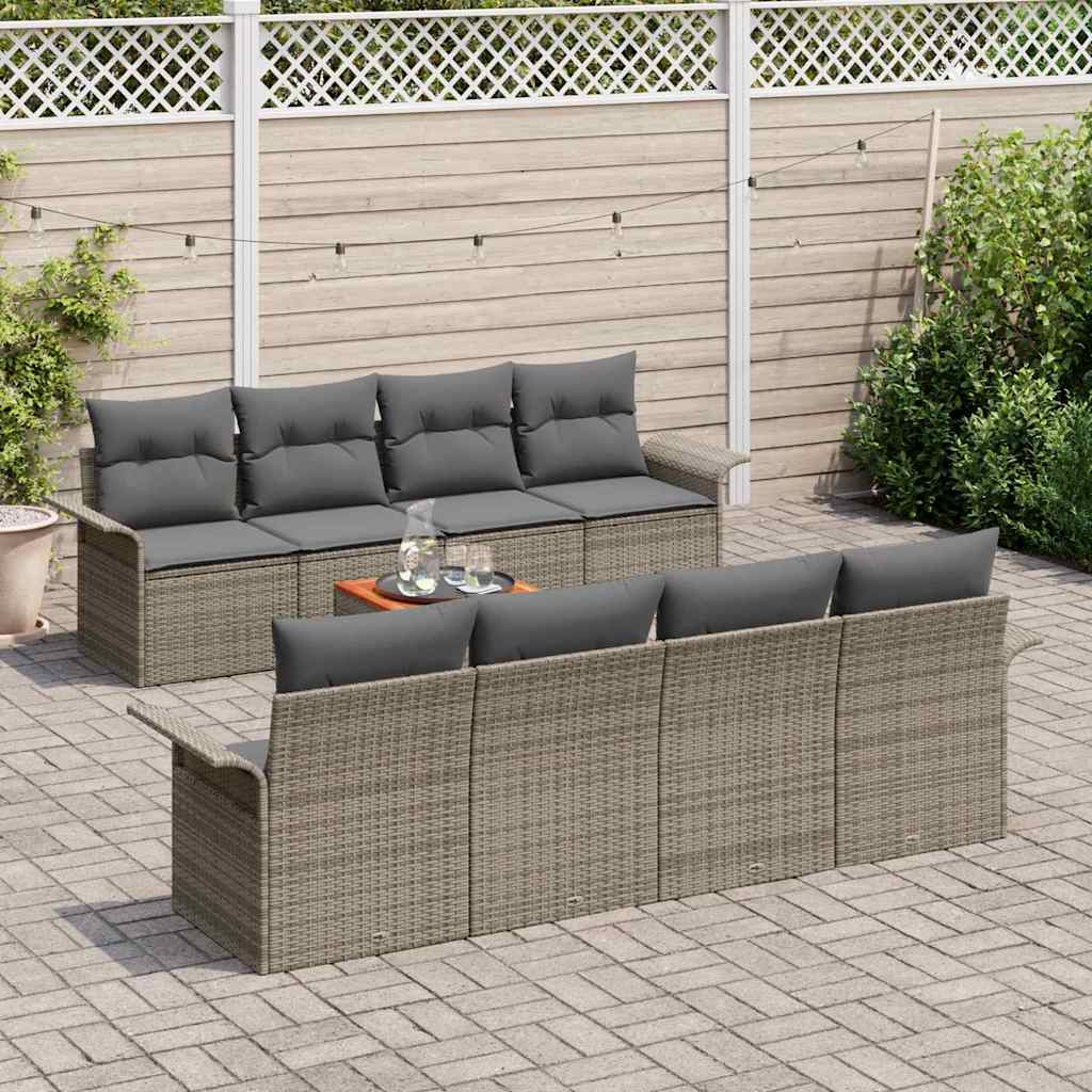 Tuinbankenset met kussen 9 pcs Grijs poly rattan is nu te koop bij PeponiXL, paradijselijk wonen!