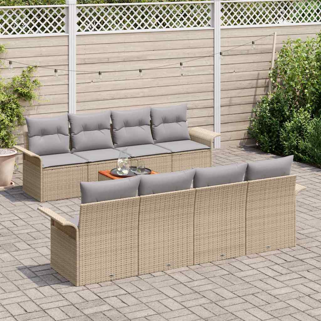 Tuinbankenset met kussen 9 pcs Beige poly rattan is nu te koop bij PeponiXL, paradijselijk wonen!